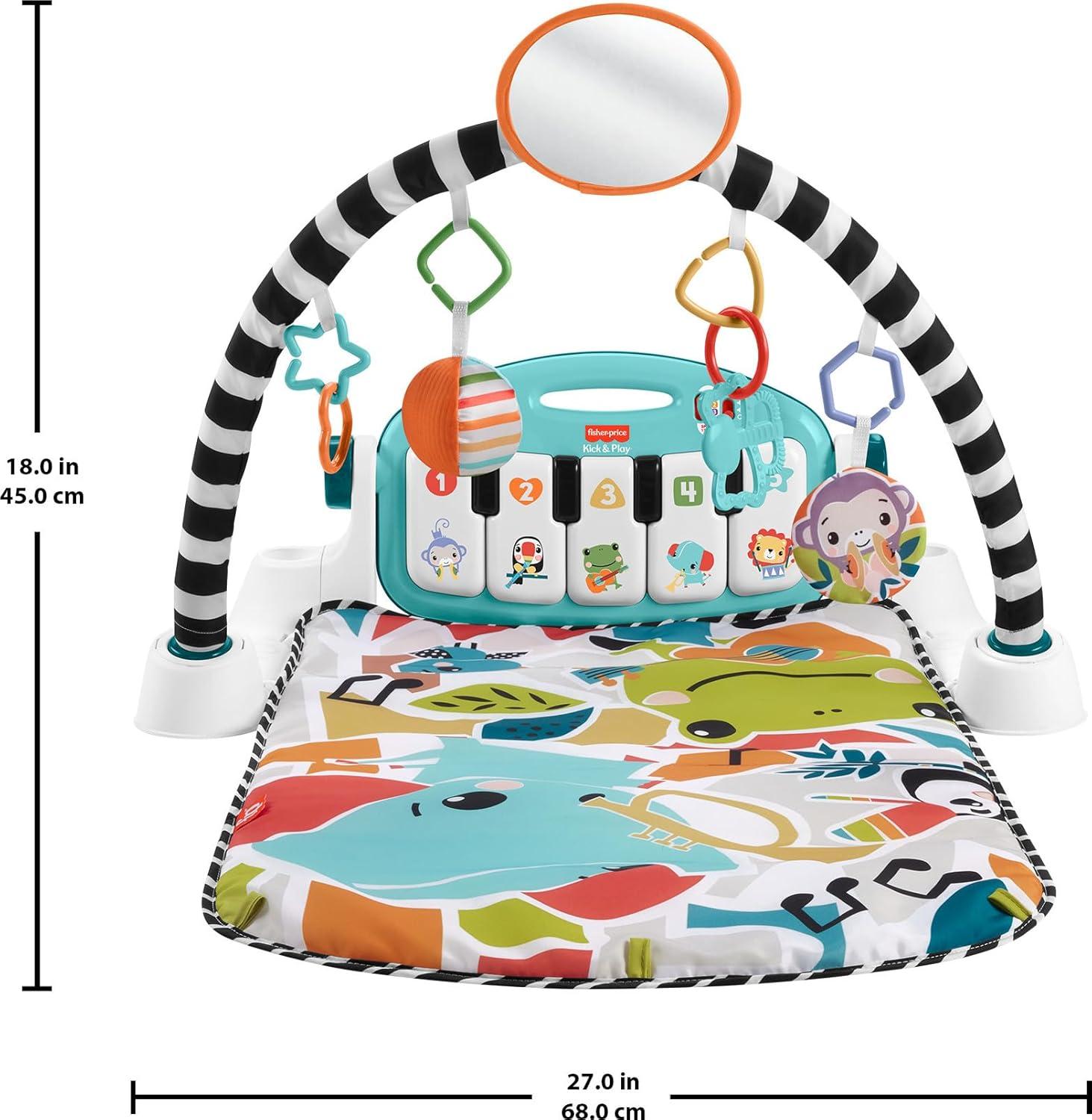 imageFisherPrice Baby Playmat Glow and Grow Kick ampamp Play Piano Gym Pink Musical Learning Toy with Developmental Activities for Newborns 0 MonthsLight Blue