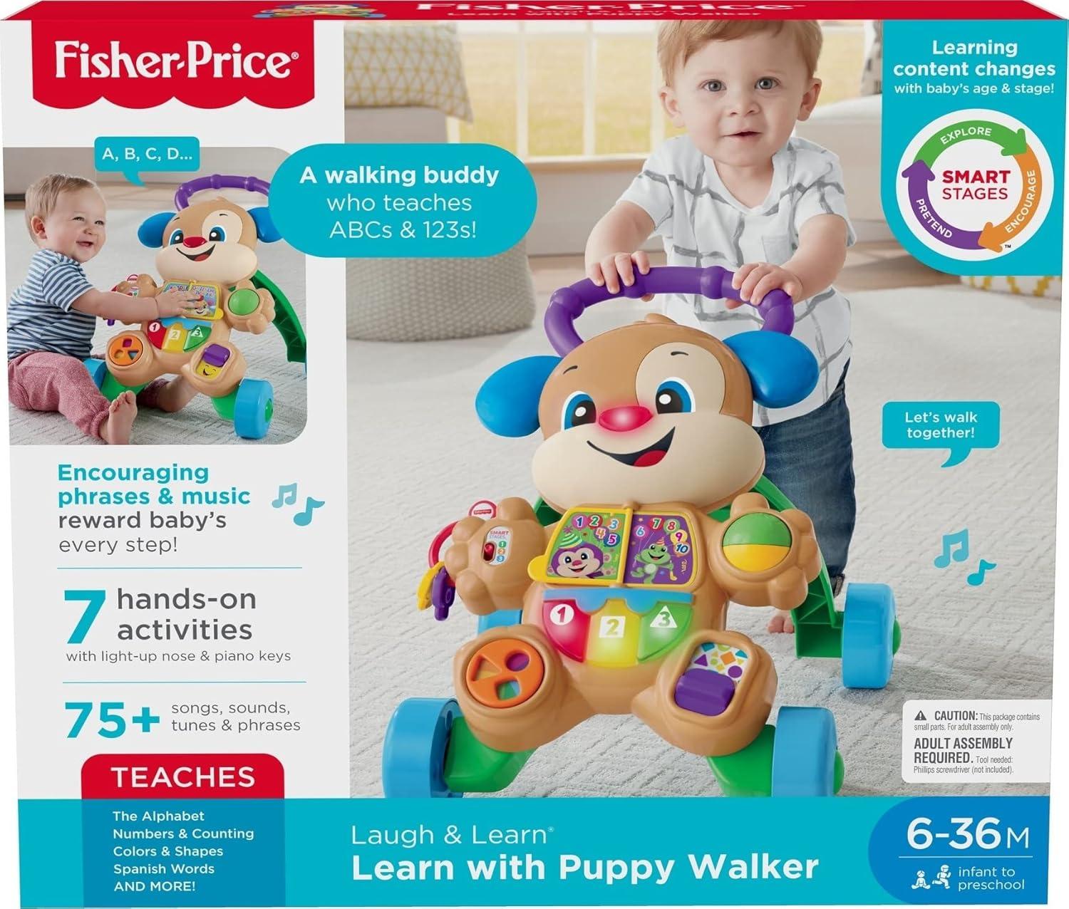 imageFisherPrice Baby Toy Laugh ampamp Learn Smart Stages Puppy Walker with Educational Music Lights ampamp Activities for Infants Ages 6 MonthsPuppy Walker