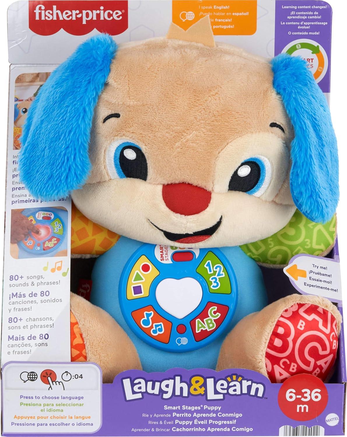 imageFisherPrice Baby Toy Laugh ampamp Learn Smart Stages Sis Musical Plush with Lights ampamp Learning Songs for Infants Ages 6 MonthsPuppy Multilanguage