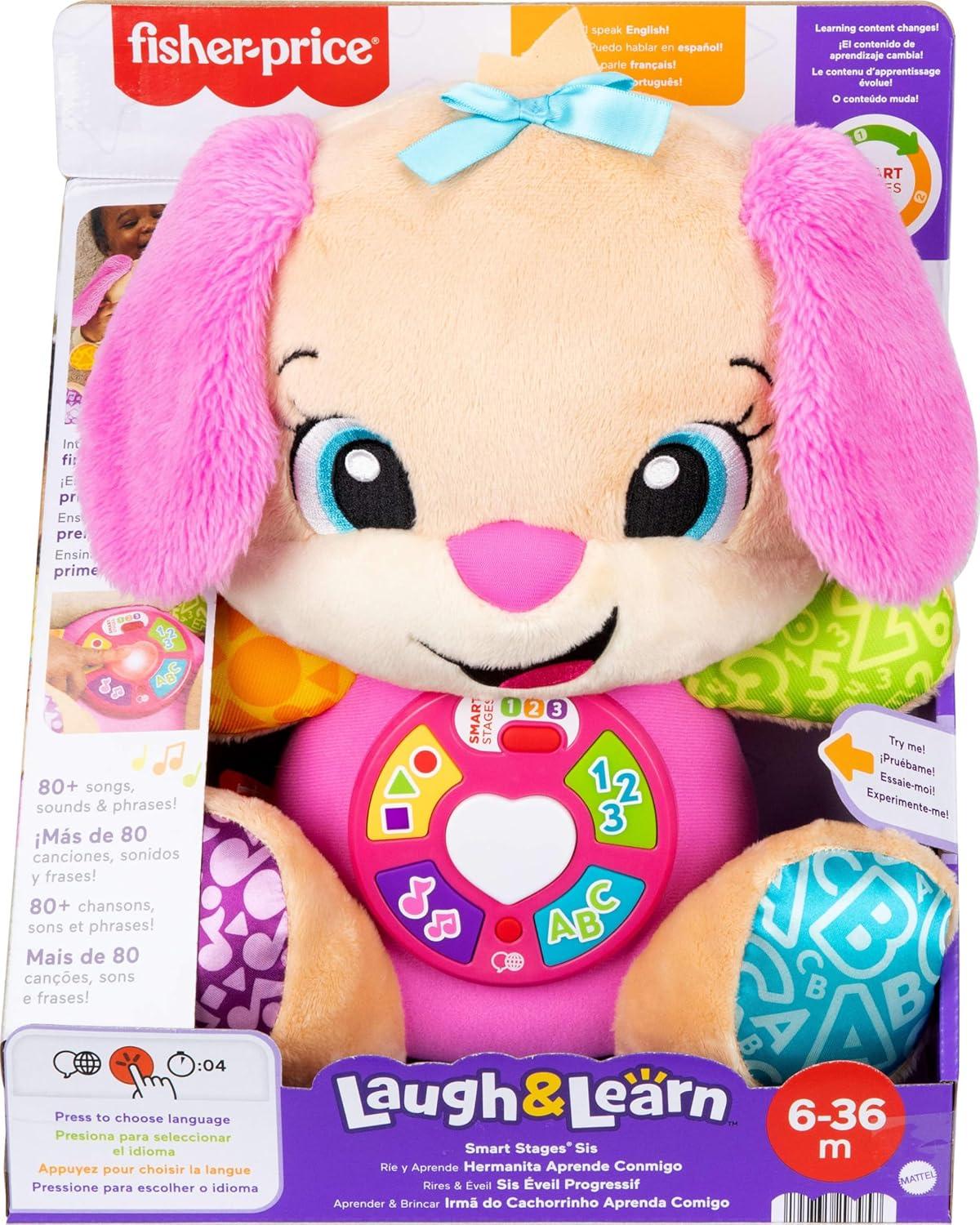 imageFisherPrice Baby Toy Laugh ampamp Learn Smart Stages Sis Musical Plush with Lights ampamp Learning Songs for Infants Ages 6 MonthsSis Multilanguage