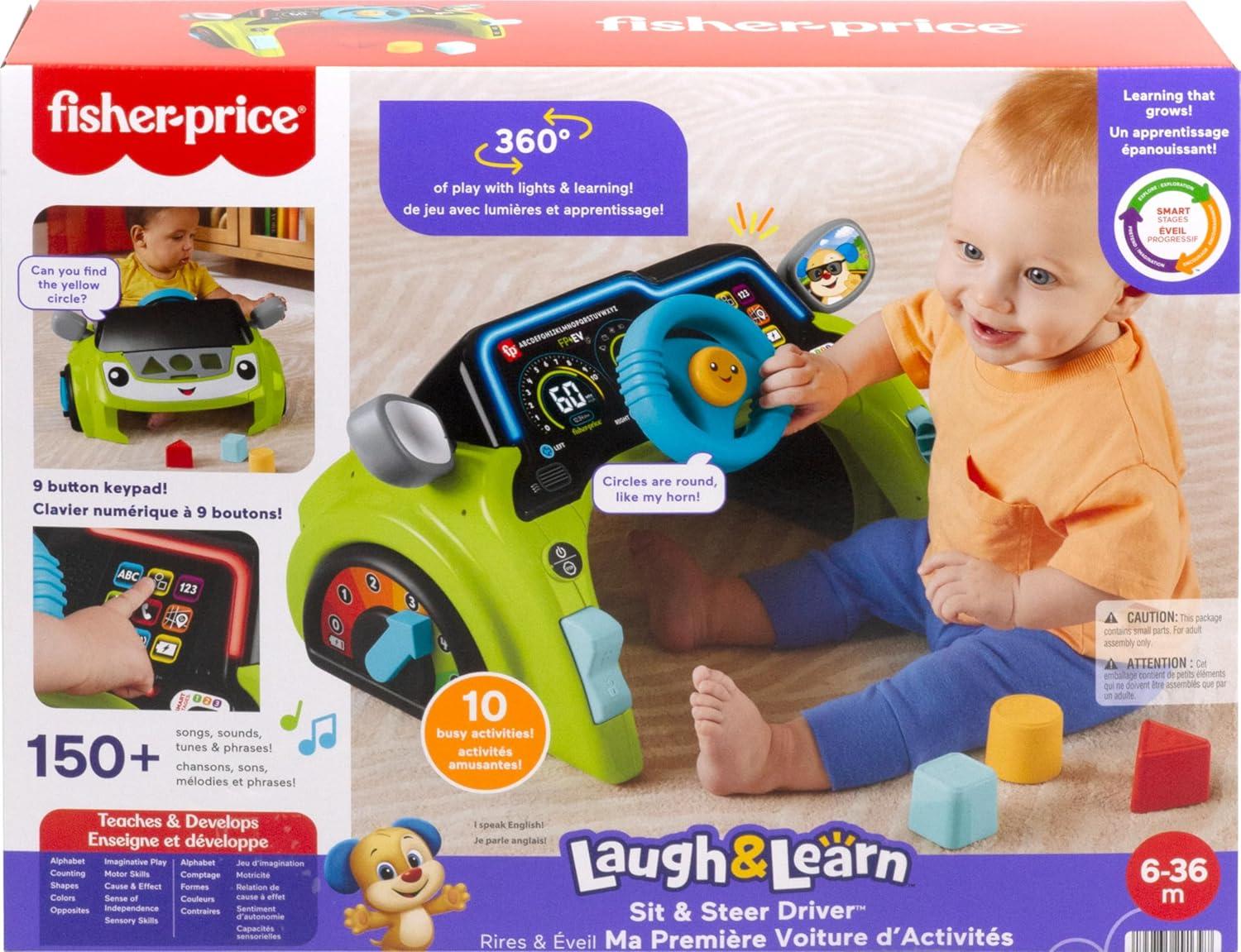 imageFisherPrice Baby ampamp Toddler Learning Toy Laugh ampamp Learn Sit ampamp Steer Driver Car Activity Center with Smart Stages for Ages 6 Months