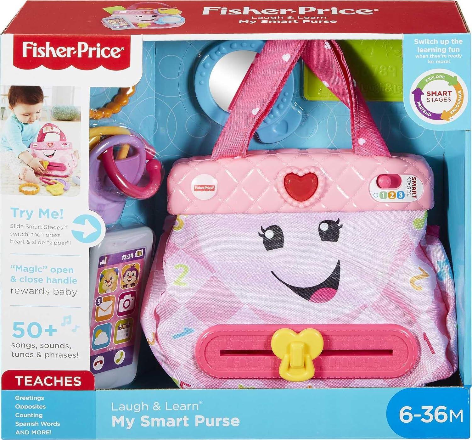 imageFisherPrice Baby ampamp Toddler Toy Laugh ampamp Learn My Smart Purse with Lights Learning Songs ampamp 5 Accessories for Infants Ages 6 Months Amazon Exclusive