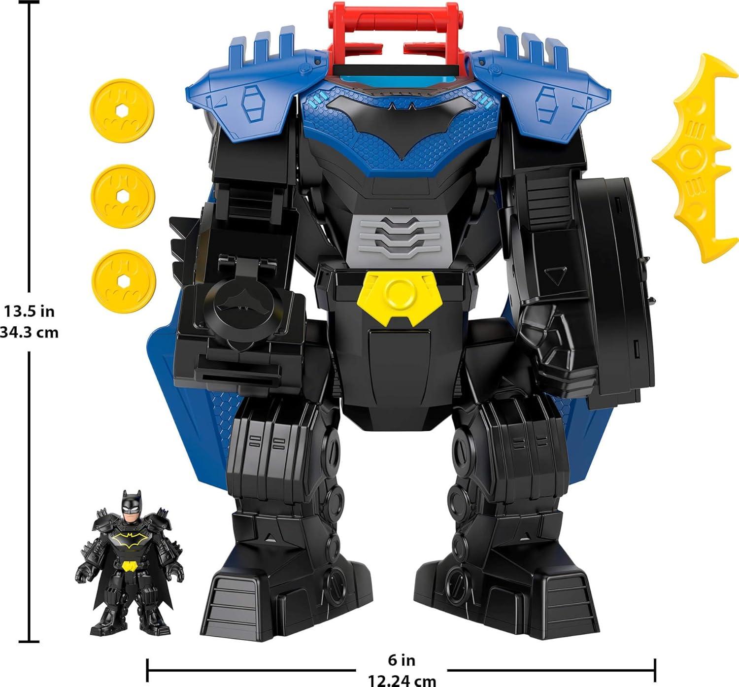 imageFisherPrice Imaginext DC Super Friends Batman Flight Mech with Lights Sounds Motion ampamp 3inch Action Figure 145inch Toy Includes Launcher ampamp Discs