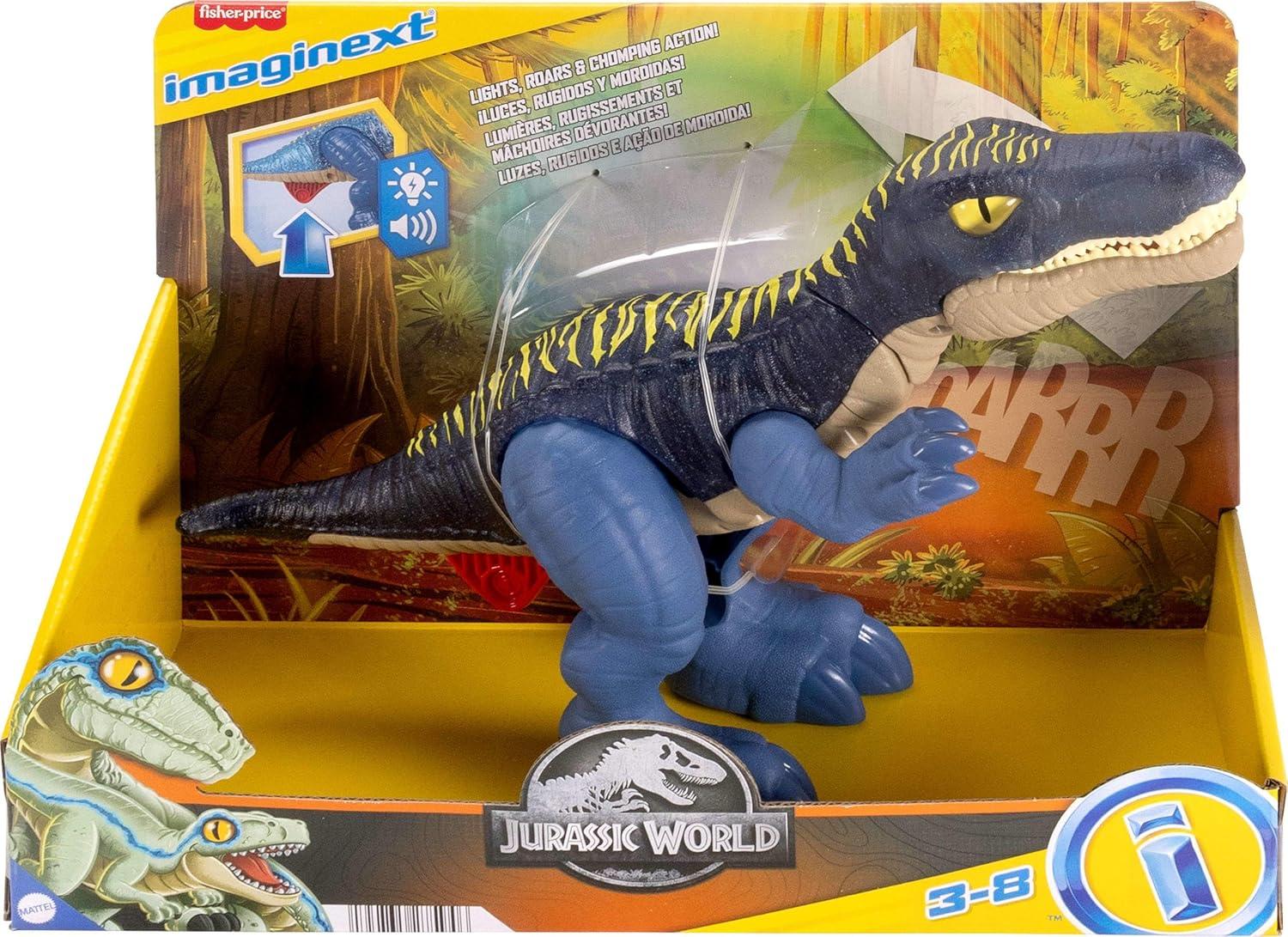 imageFisherPrice Imaginext Jurassic World Dinosaur Toy Growl ampamp Glow Baryonyx with Lights Sounds ampamp Chomping Action for Kids Ages 3 Years