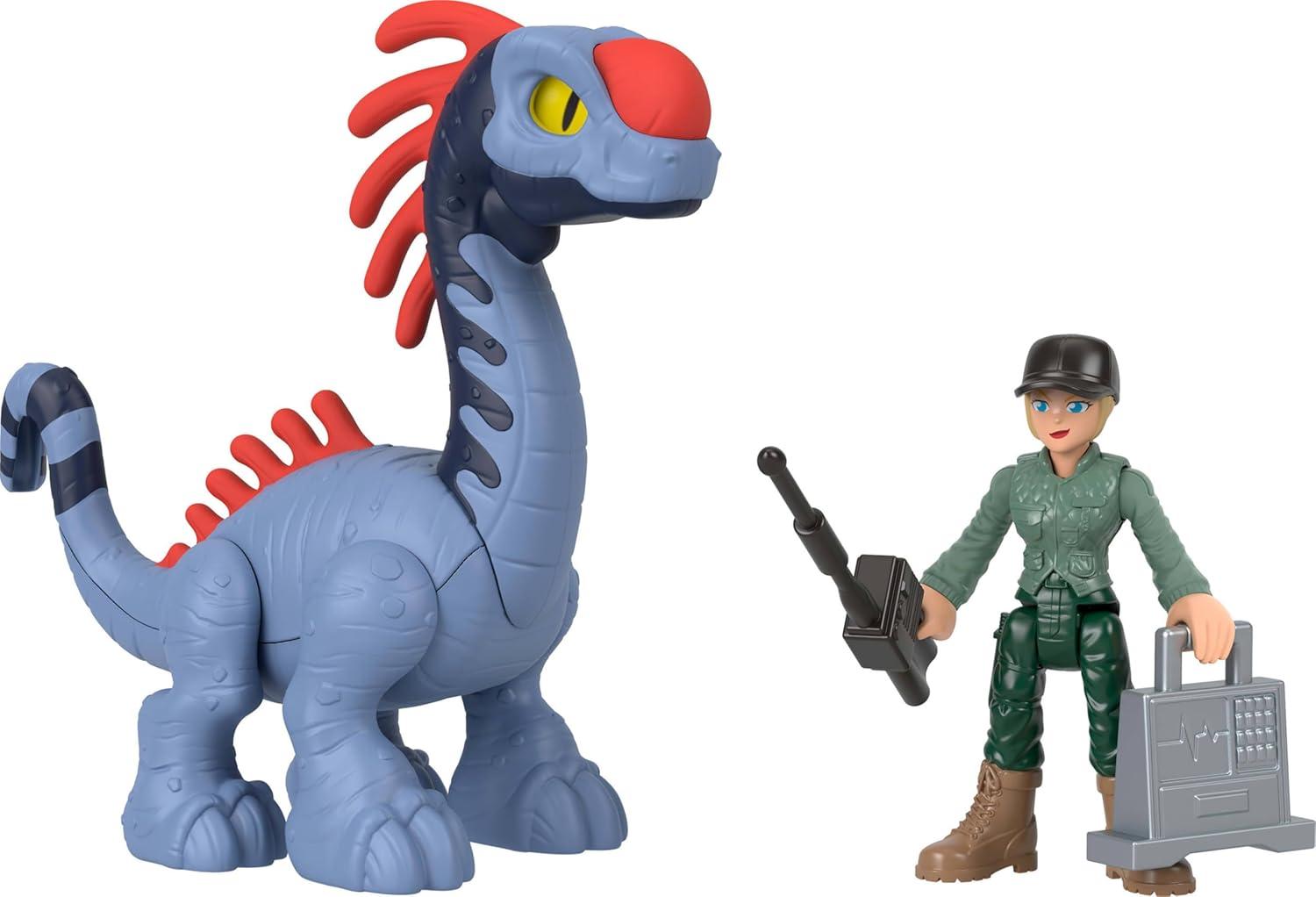 imageFisherPrice Imaginext Jurassic World Rebirth Action Figure Set with 1 3inch Human 5 Dinosaurs Toy Launcher ampamp Accessories