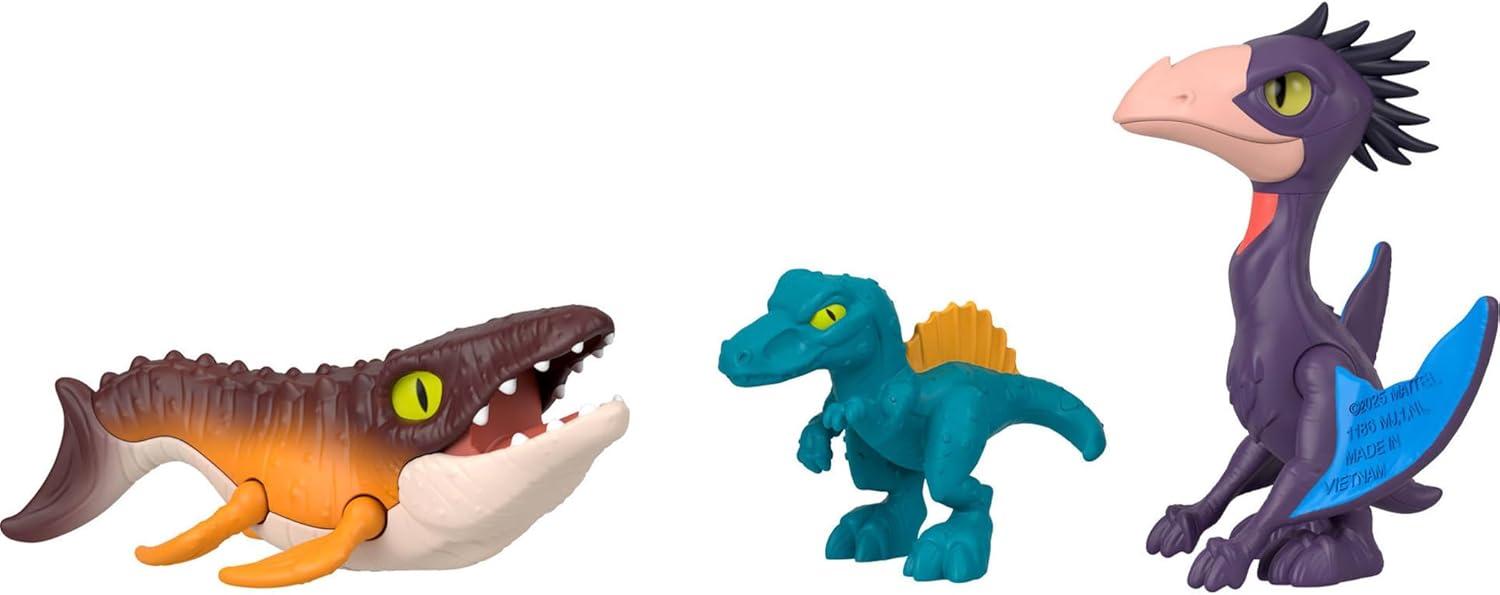 imageFisherPrice Imaginext Jurassic World Rebirth Action Figure Set with 1 3inch Human 5 Dinosaurs Toy Launcher ampamp Accessories