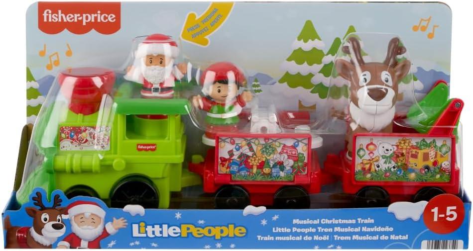 imageFisherPrice Little People Toddler Toy Musical Christmas Train with Santa Elf ampamp Reindeer Figures for Pretend Play Kids Ages 1 Years