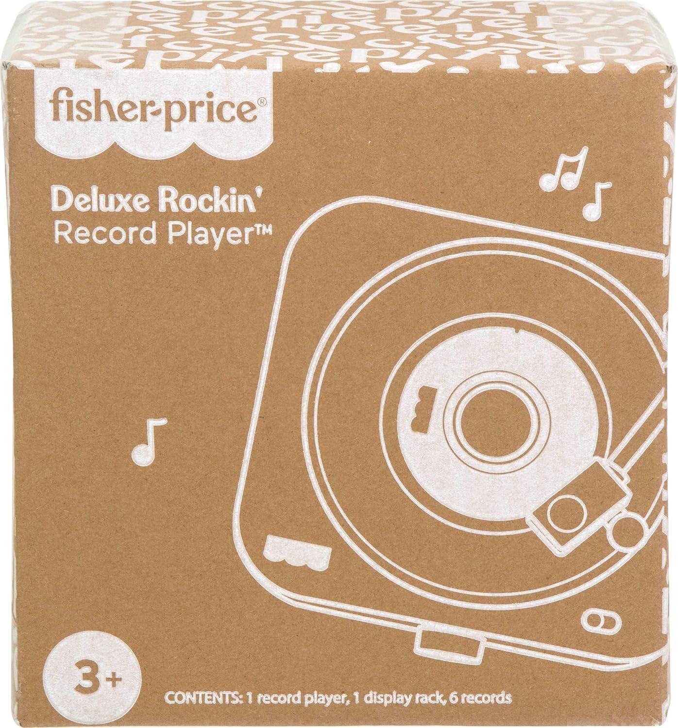 imageFisherPrice Musical Toy Deluxe Rockin Record Player Pretend Turntable with 6 Albums for Preschool Play Plus Bonus Exclusive Holiday Album Kids Ages 3 Years Amazon Exclusive
