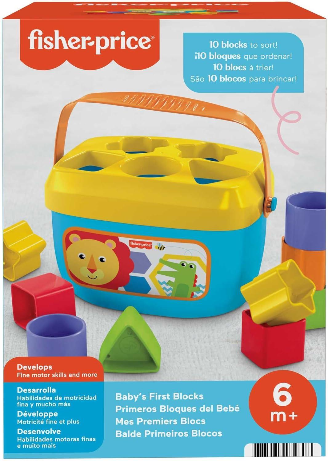 imageFisherPrice Stacking Toy Babys First Blocks Set of 10 Shapes for Sorting Play for Infants Ages 6 Months