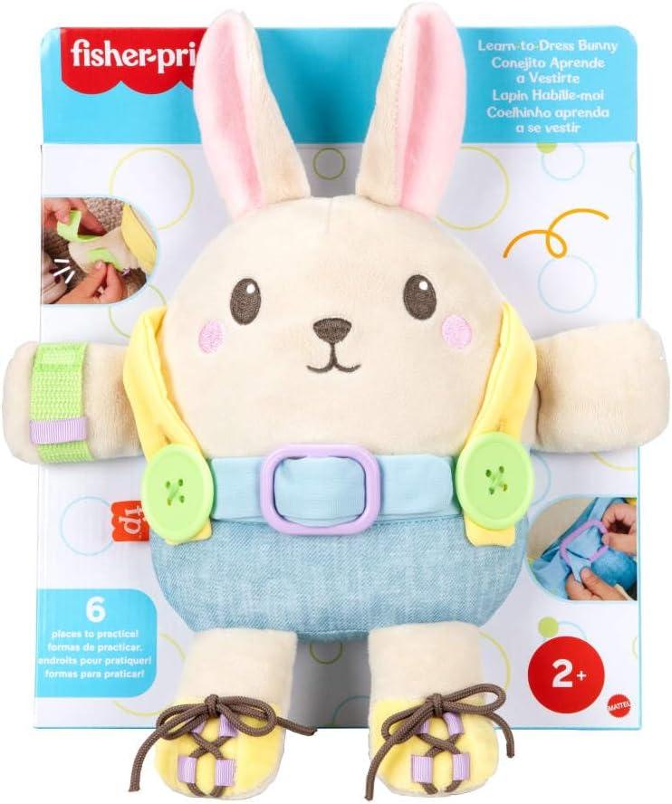 imageFisherPrice Toddler Educational Toy Learn to Dress Bunny Plush Animal Activity Doll for Preschool Kids Ages 2 Years
