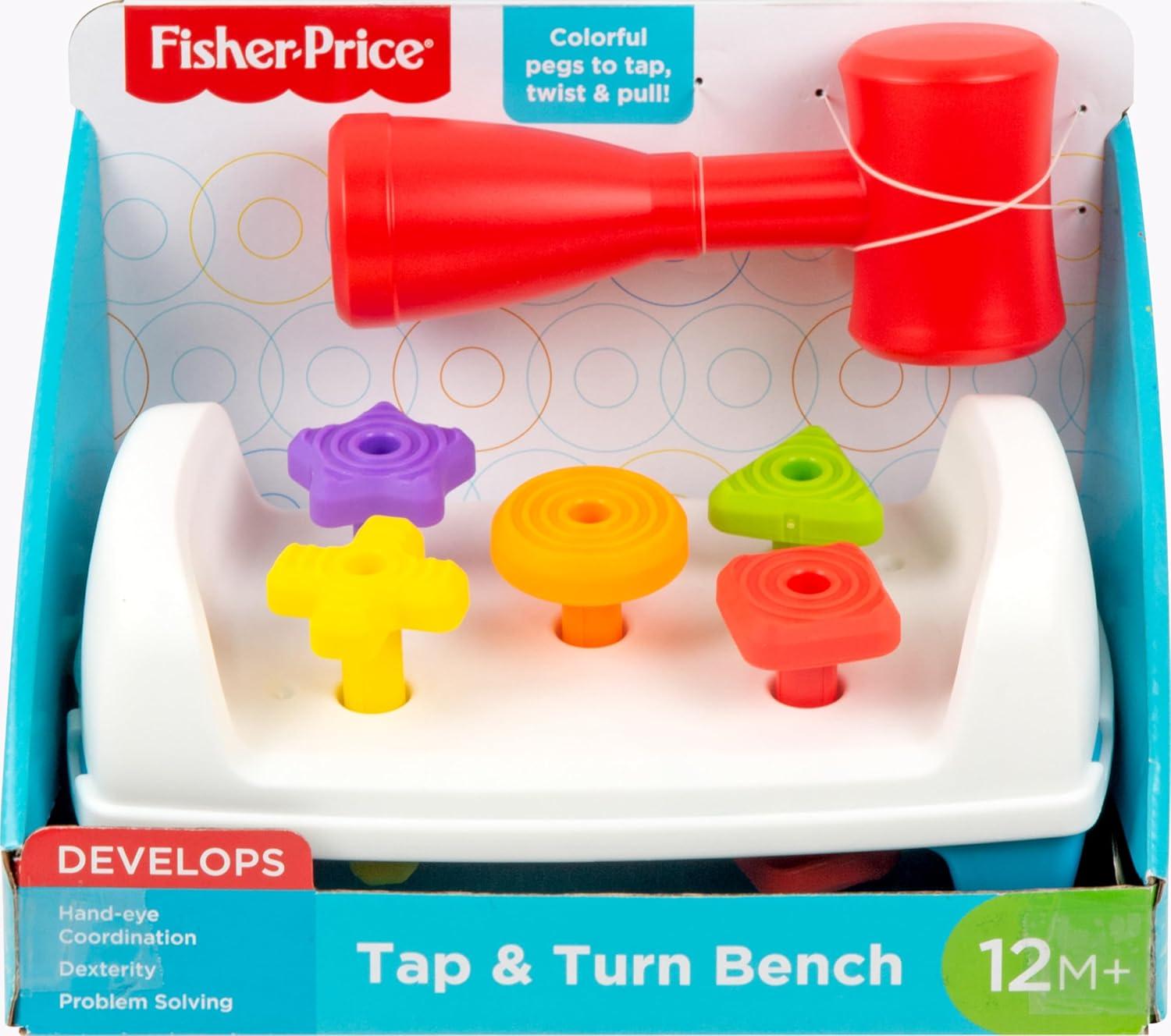 imageFisherPrice Toddler Toy Tap ampamp Turn Bench Pretend Tools 2Sided Construction Set for Ages 1 Years