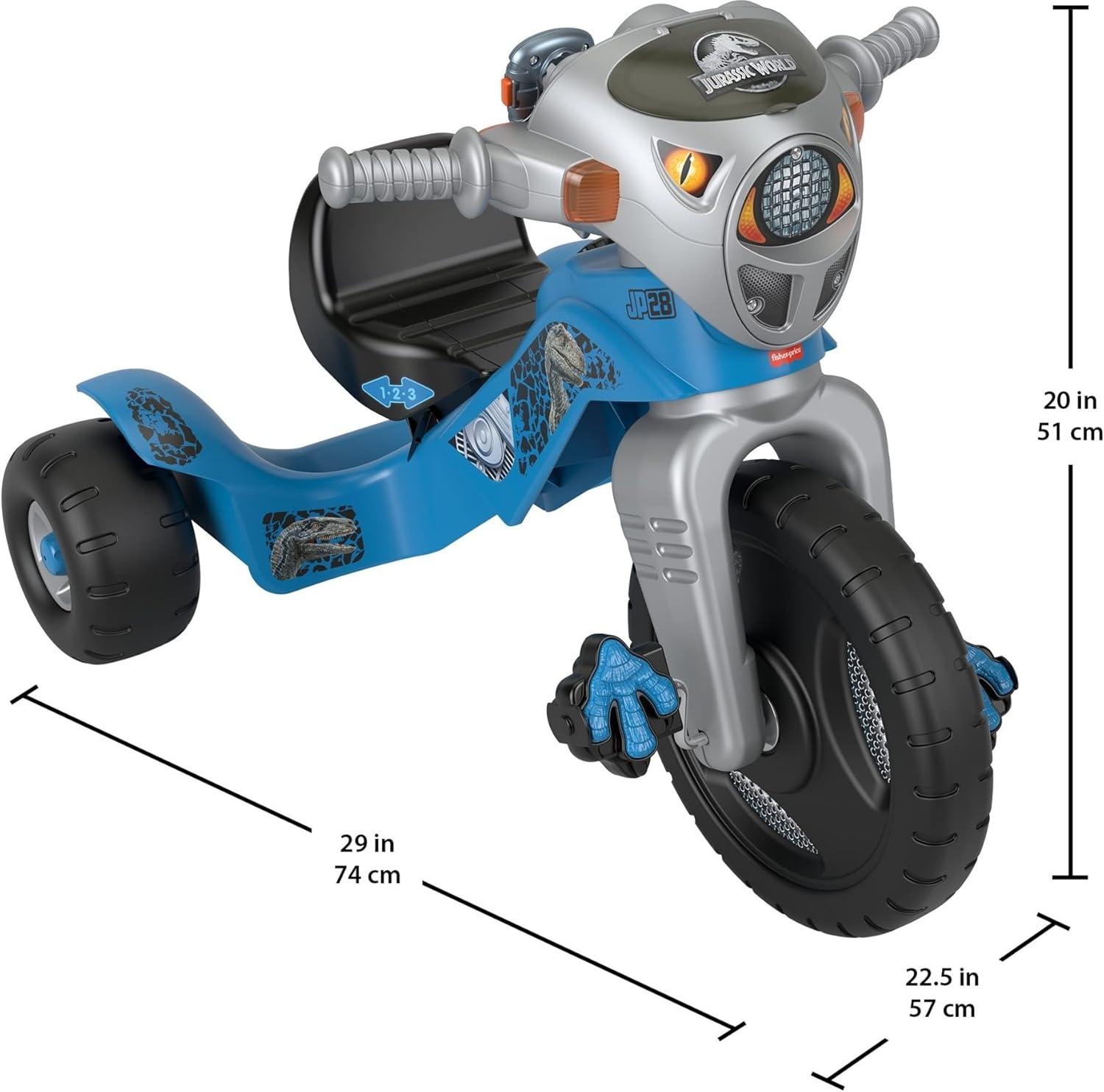imageFisherPrice Toddler Tricycle Jurassic World Lights ampamp Sounds Trike Dinosaur Toy Bike with Storage for Outdoor Play Kids Ages 2 YearsJurassic Park