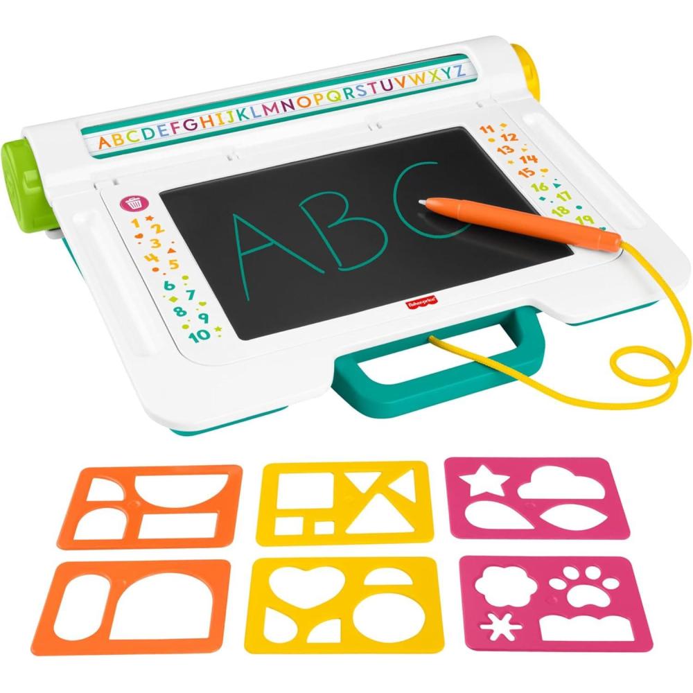 imageFisherPrice Preschool Toy Learn ampamp Doodle Desk MessFree Writing ampamp Drawing Tablet with LCD Screen for Travel Creative Play Kids Ages 3 Years