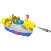 Fisher-Price Imaginext Jurassic World Rebirth Aquachomp Chase Mosasaurus 18-inch Dinosaur Toy with 3-inch Action Figure, Launcher Boat & 2 Projectiles