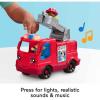 Fisher-Price Little People Toddler Toy Fire Truck Musical Push-Along Vehicle with 2 Figures for Pretend Play Ages 1+ Years