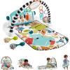Fisher-Price Baby Musical Toy Set Glow and Grow Kick & Play Piano Gym Blue Playmat with 2 Rattle Maracas for Newborns Ages 0+ Months(Blue)