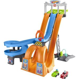 Fisher-Price Little People Toddler Toy Hot Wheels Racing Loops Tower Race Track with Stunt Ramp & Sounds for Pretend Play Ages 18+ Months (Amazon Exclusive)(Racing)