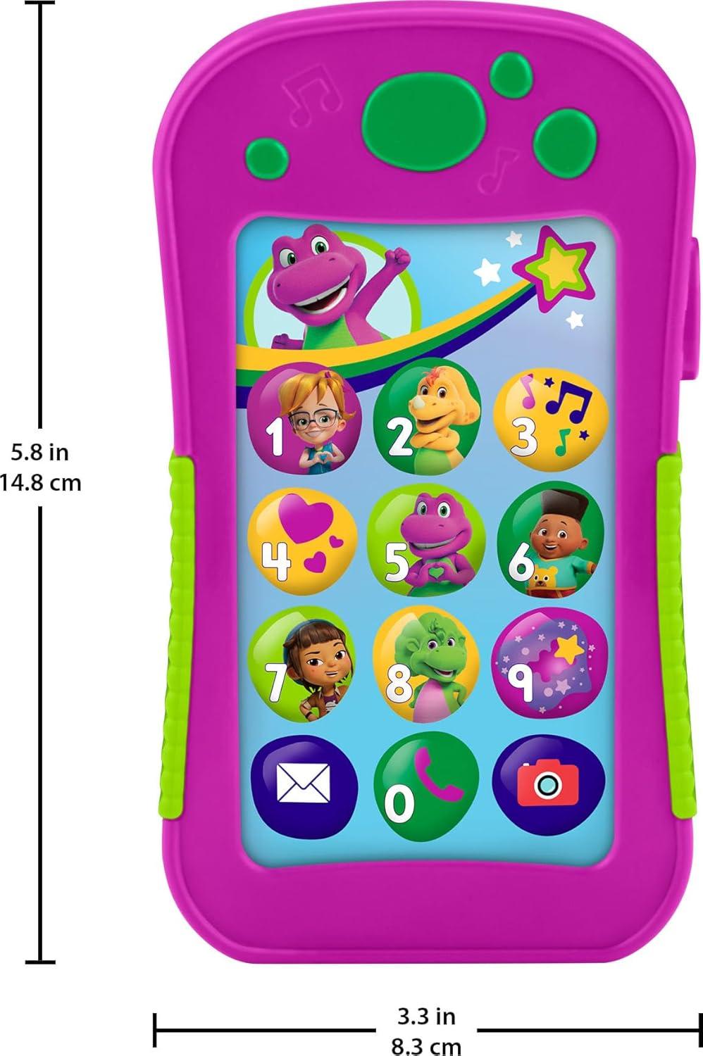 imageBarneys World Toddler Toy Hey Barney Phone with Music Lights ampamp Phrases for Preschool Kids Ages 2 Years Multilanguage Version