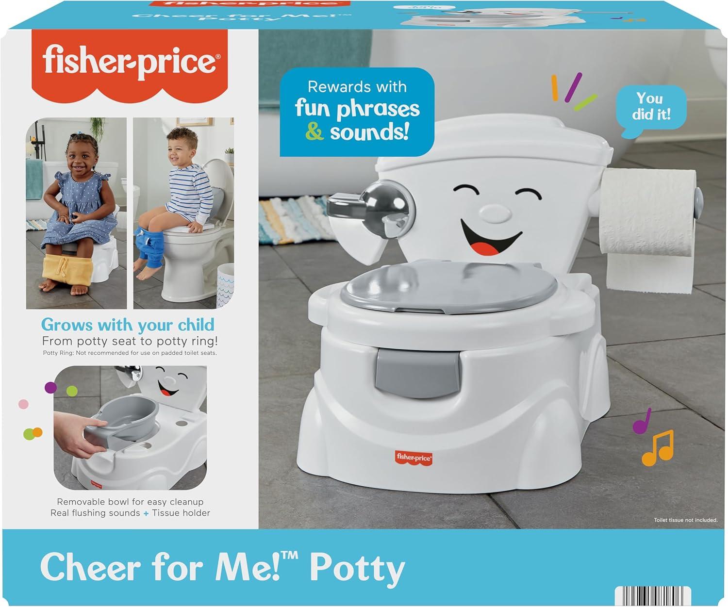 imageFisherPrice 2N1 Toddler Toilet Cheer for Me Potty Training Seat with Lights Sounds Phrases and Removable Potty Ring