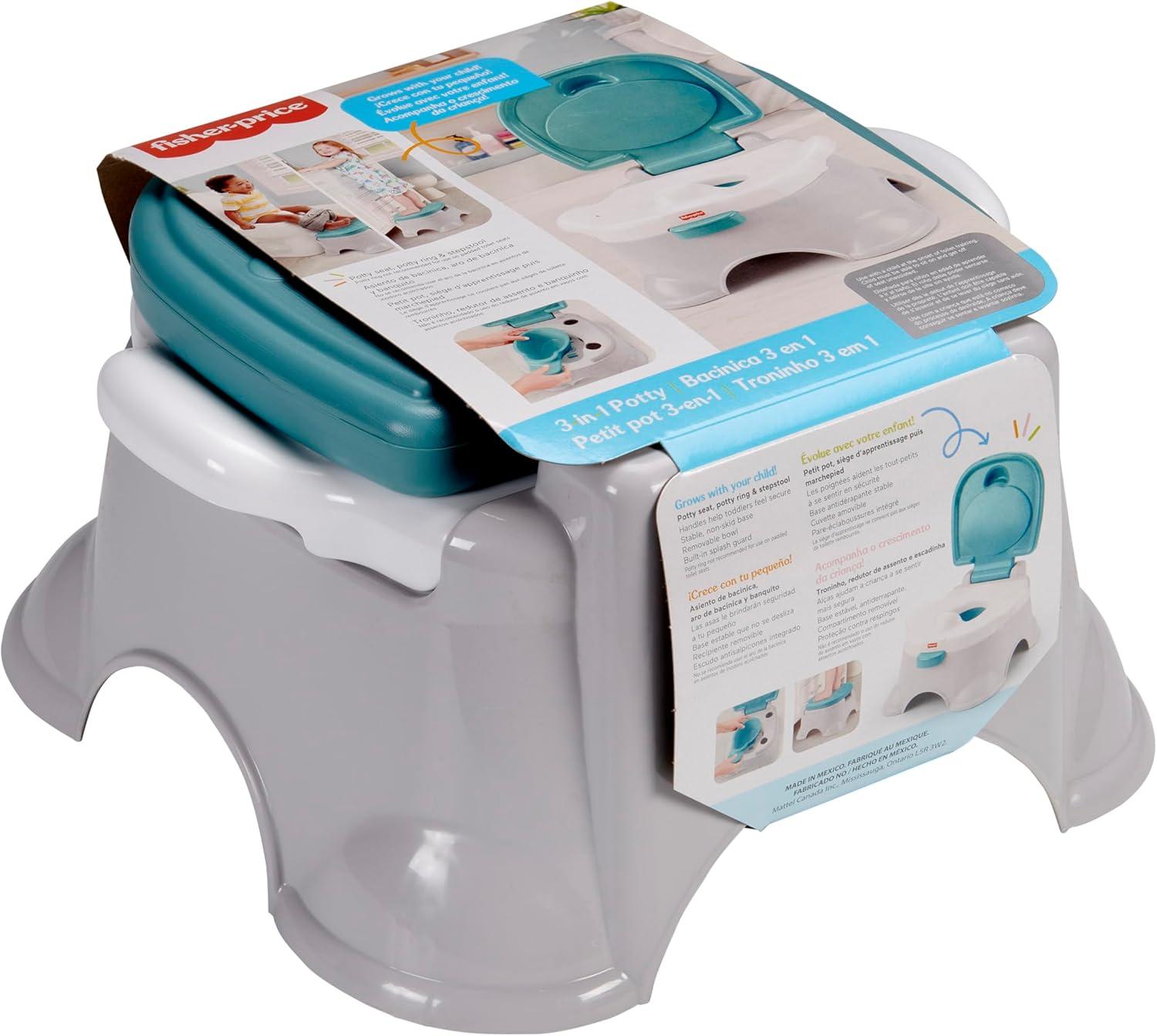 imageFisherPrice 3in1 Toddler Toilet Training Potty Chair and Step Stool with Removable Toilet Ring