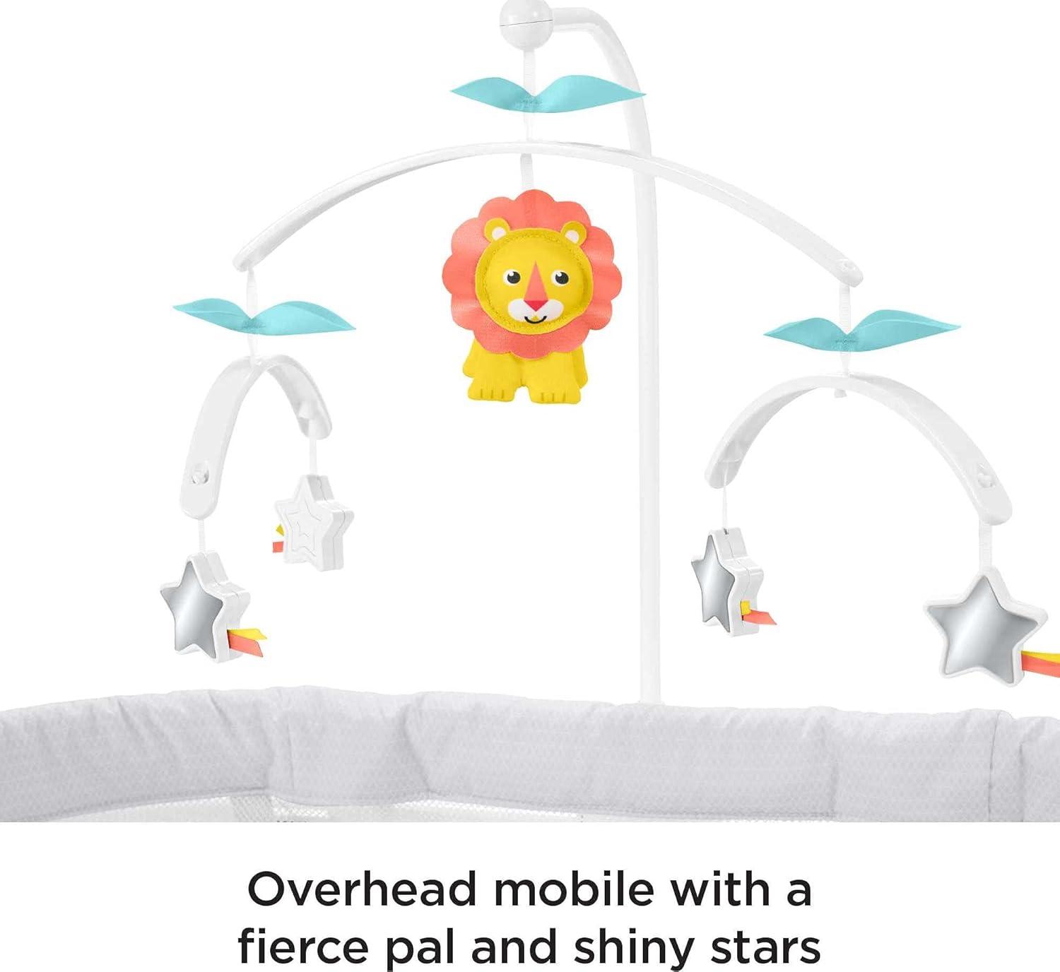imageFisherPrice Baby Bedside Sleeper Soothing Motions Bassinet with Lights Music Vibrations ampamp Toy Mobile for Newborns 0 Months WindmillWindmill