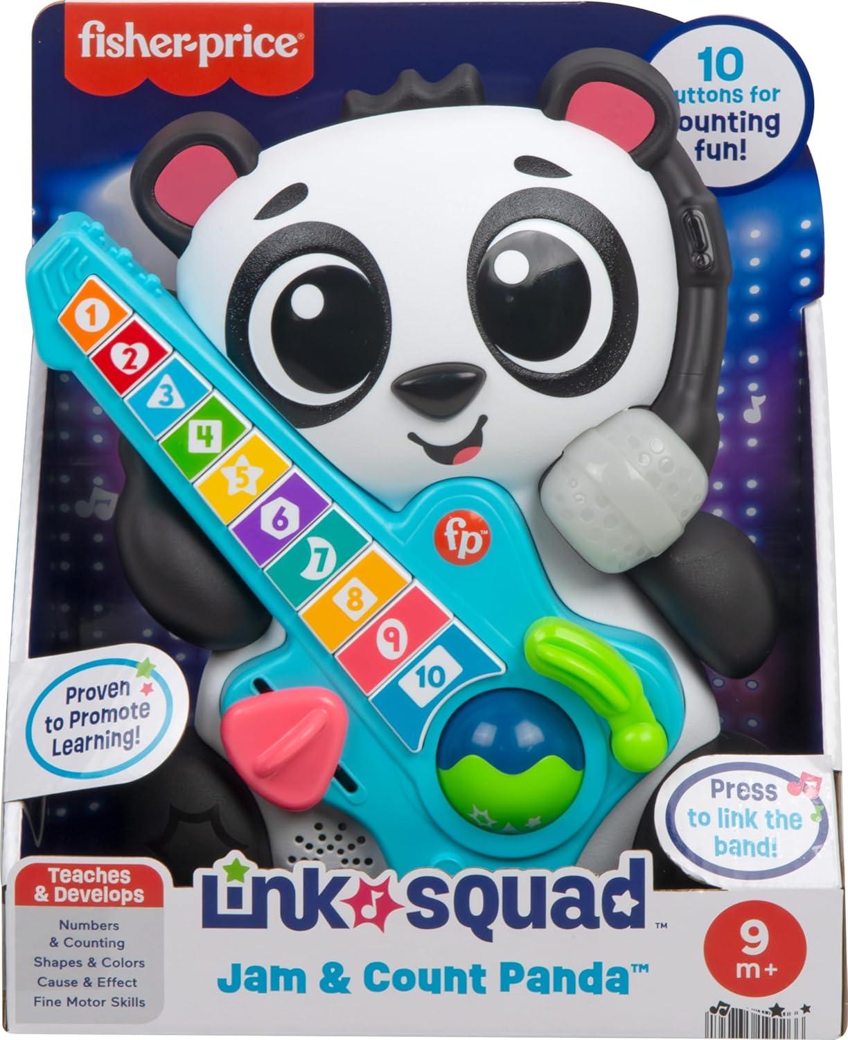 imageFisherPrice Baby Learning Toy Link Squad Jam ampamp Count Panda with Music ampamp Lights for Ages 9 Months Compatible Only with Link Squad Items