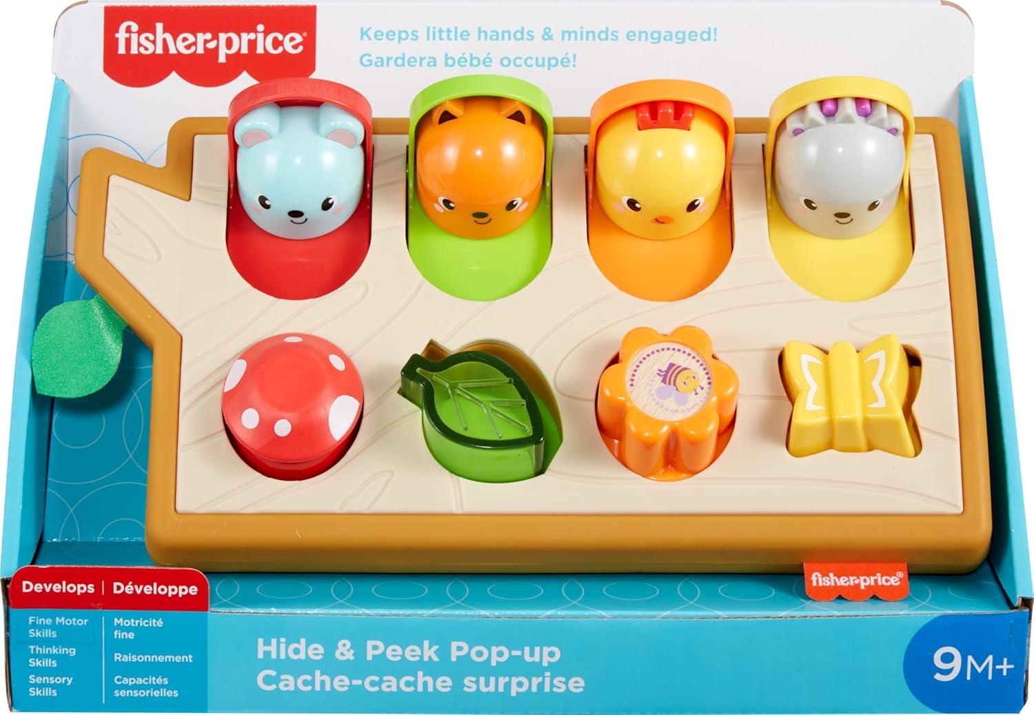 imageFisherPrice Baby Toy Hide ampamp Peek PopUp AnimalThemed Sensory Activity with Wood Accents ampamp Sounds for Ages 9 Months Amazon Exclusive