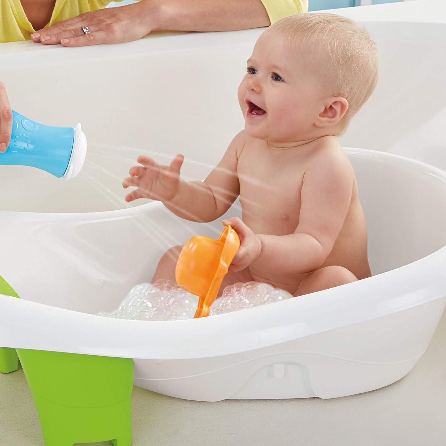 imageFisherPrice Baby to Toddler Bath 4In1 Sling N Seat Tub with Removable Infant Support and 2 Toys GreenGreen