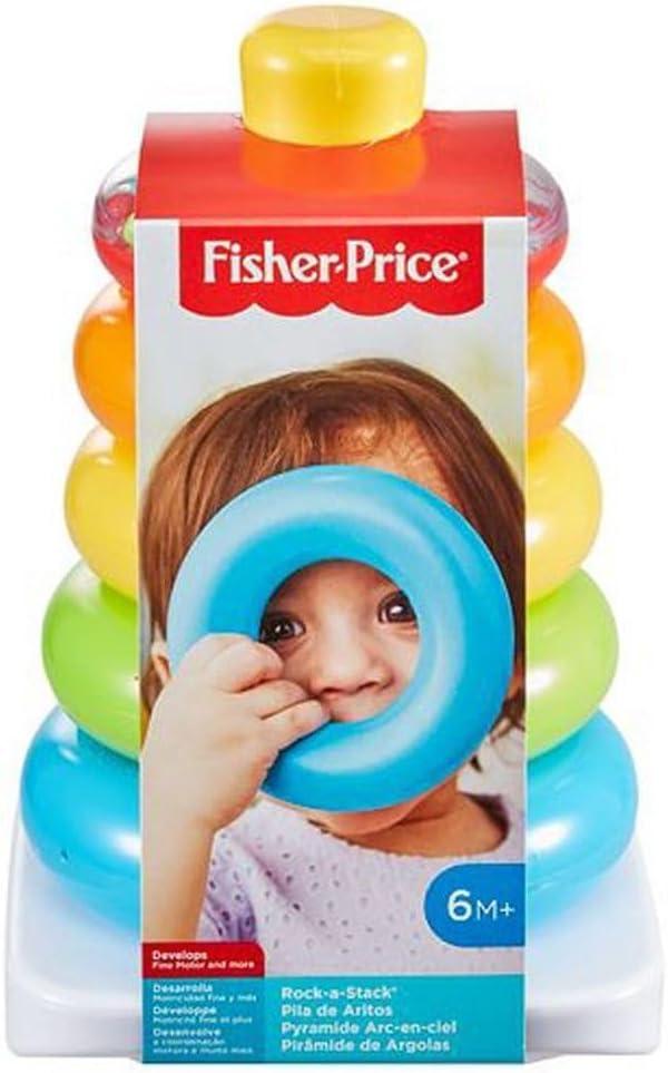 imageFisherPrice Babys First Blocks ampamp RockaStack Toy Set Bucket of 10 Shapes ampamp Ring Stacking Activity for Developmental Play Ages 6 Months Amazon ExclusiveRockAStack