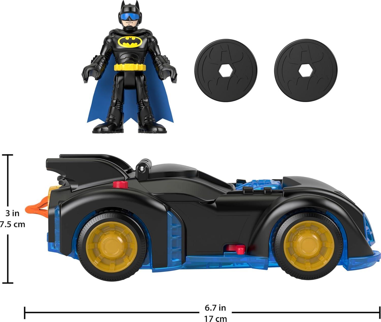 imageFisherPrice Imaginext DC Super Friends Batman Toy Shake ampamp Spin Batmobile with Poseable Figure for Pretend Play Kids Ages 3 Years