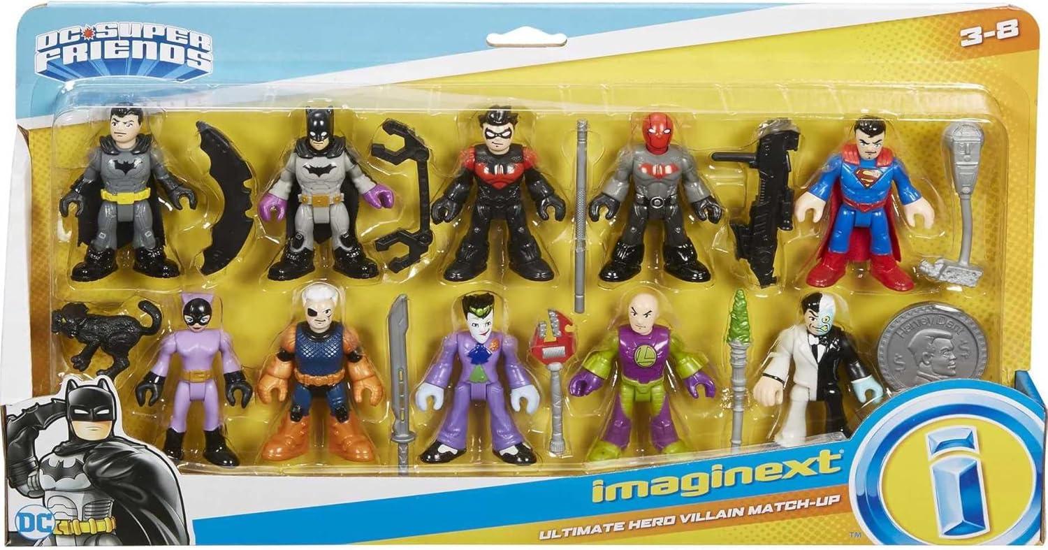 imageFisherPrice Imaginext DC Super Friends Batman Toys Ultimate Hero Villain MatchUp 10 Figures ampamp 10 Accessories for Pretend Play Kids Ages 3 Years Amazon ExclusiveFigure Pack