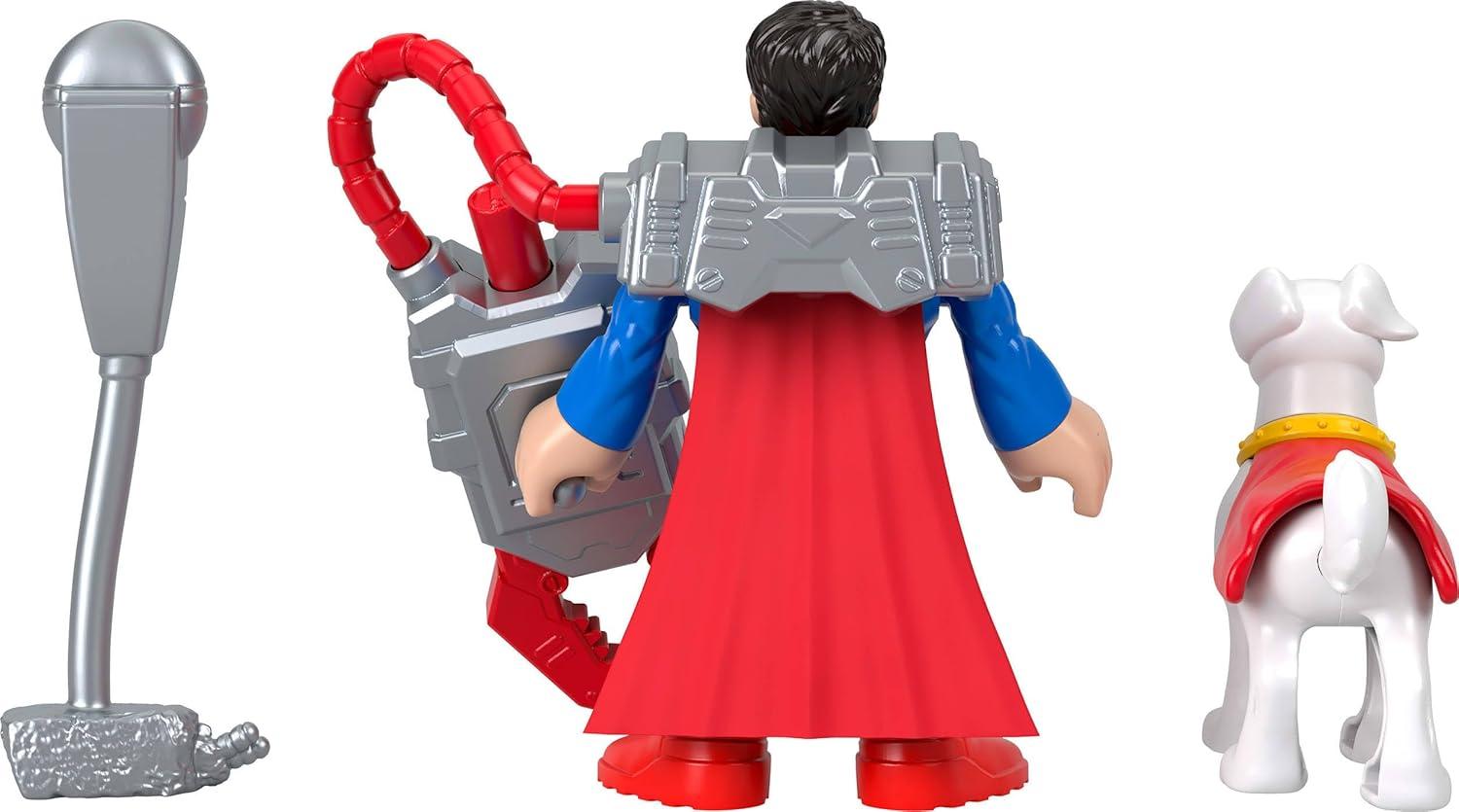 imageFisherPrice Imaginext DC Super Friends Metal Force Action Figures ampamp Accessory Set with 3inch Superman Krypto Super Dog ampamp Grabbing Tool