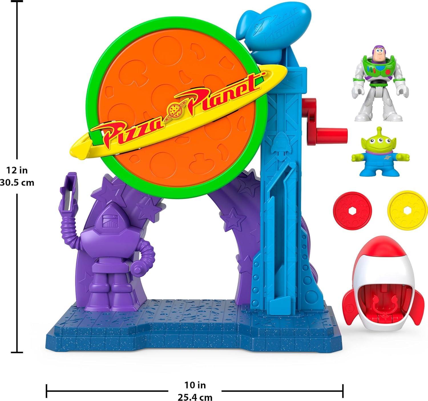 imageFisherPrice Imaginext Disney and Pixar Toy Story Pizza Planet Playset with 3inch Buzz Lightyear ampamp Alien Friend Action Figures Toy Rocket ampamp Proectiles
