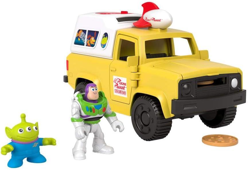 imageFisherPrice Imaginext Disney and Pixar Toy Story Pizza Planet Truck with 3inch Buzz Lightyear ampamp Alien Friend Action Figures Toy Vehicle ampamp Pizza Projectile Accessories