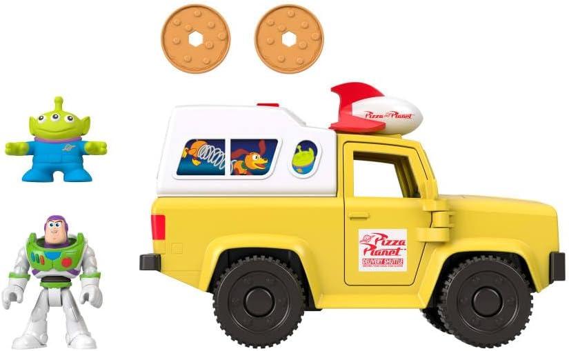 imageFisherPrice Imaginext Disney and Pixar Toy Story Pizza Planet Truck with 3inch Buzz Lightyear ampamp Alien Friend Action Figures Toy Vehicle ampamp Pizza Projectile Accessories