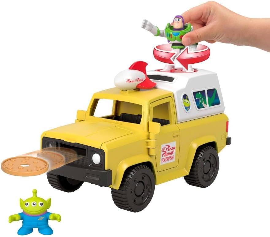 imageFisherPrice Imaginext Disney and Pixar Toy Story Pizza Planet Truck with 3inch Buzz Lightyear ampamp Alien Friend Action Figures Toy Vehicle ampamp Pizza Projectile Accessories