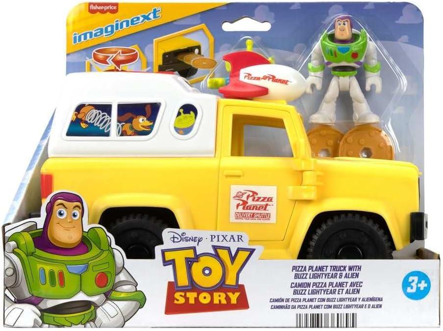 imageFisherPrice Imaginext Disney and Pixar Toy Story Pizza Planet Truck with 3inch Buzz Lightyear ampamp Alien Friend Action Figures Toy Vehicle ampamp Pizza Projectile Accessories