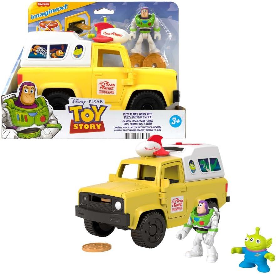 imageFisherPrice Imaginext Disney and Pixar Toy Story Pizza Planet Truck with 3inch Buzz Lightyear ampamp Alien Friend Action Figures Toy Vehicle ampamp Pizza Projectile Accessories