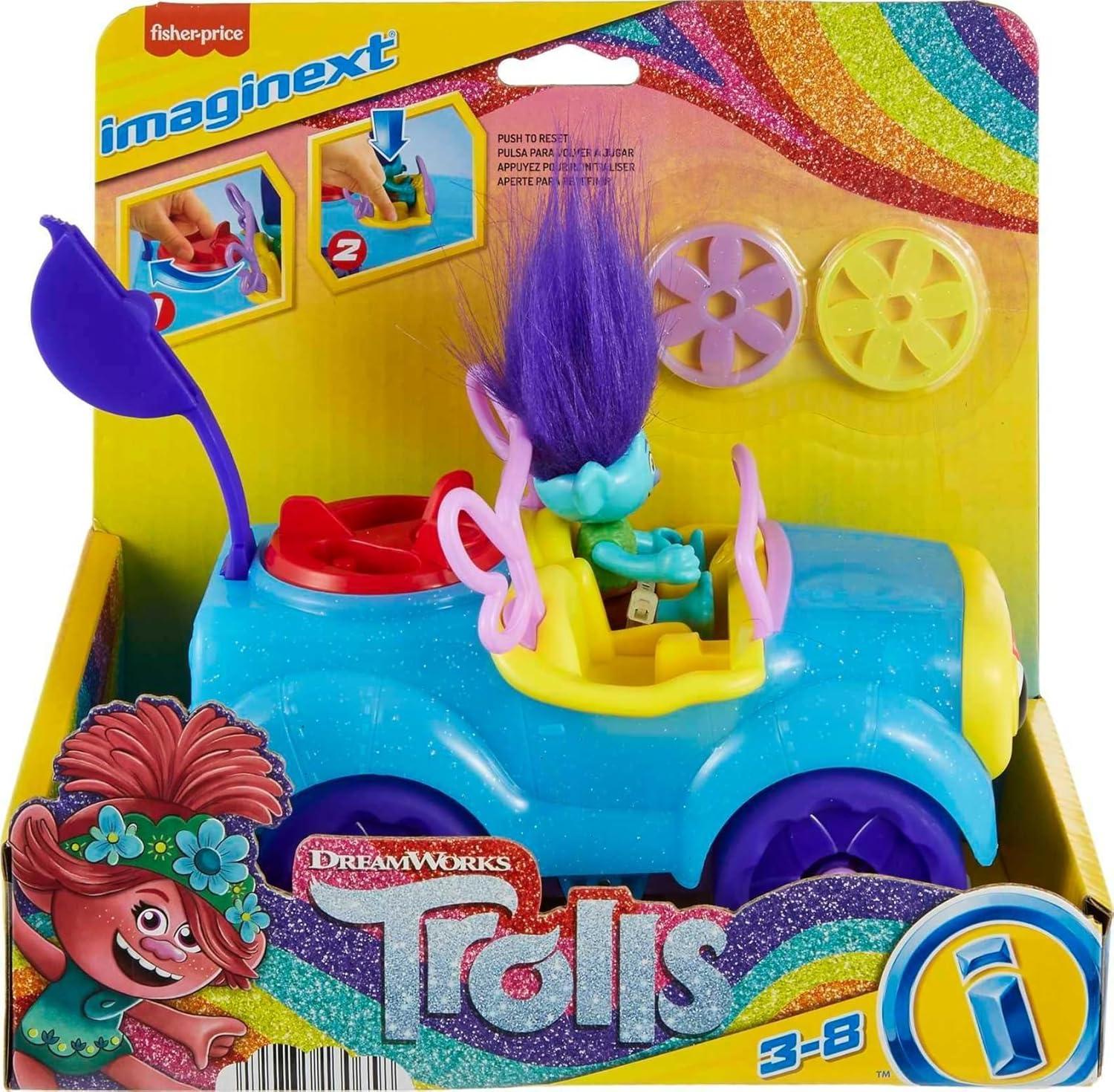 imageFisherPrice Imaginext DreamWorks Trolls Toys Branchs Buggy PushAlong Car ampamp Figure Playset for Pretend Play Kids Ages 3 YearsBranchs Buggy