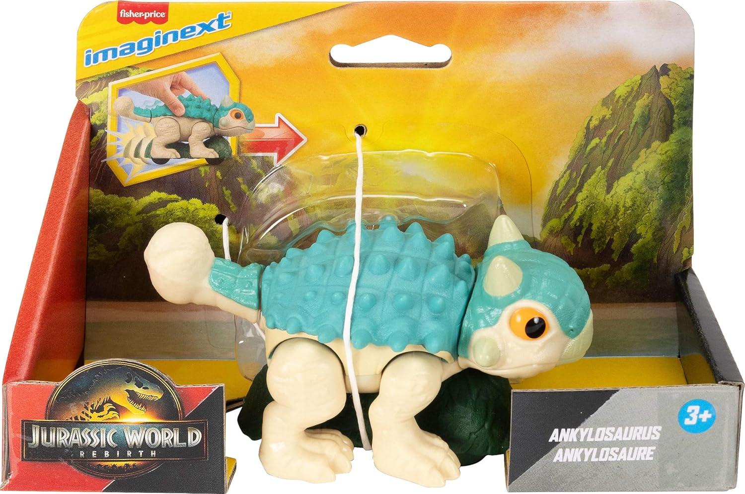 imageFisherPrice Imaginext Jurassic World Dinosaur Ankylosaurus PushToy with Rolling Wheels ampamp Wiggling Motion 55 Inches Tall