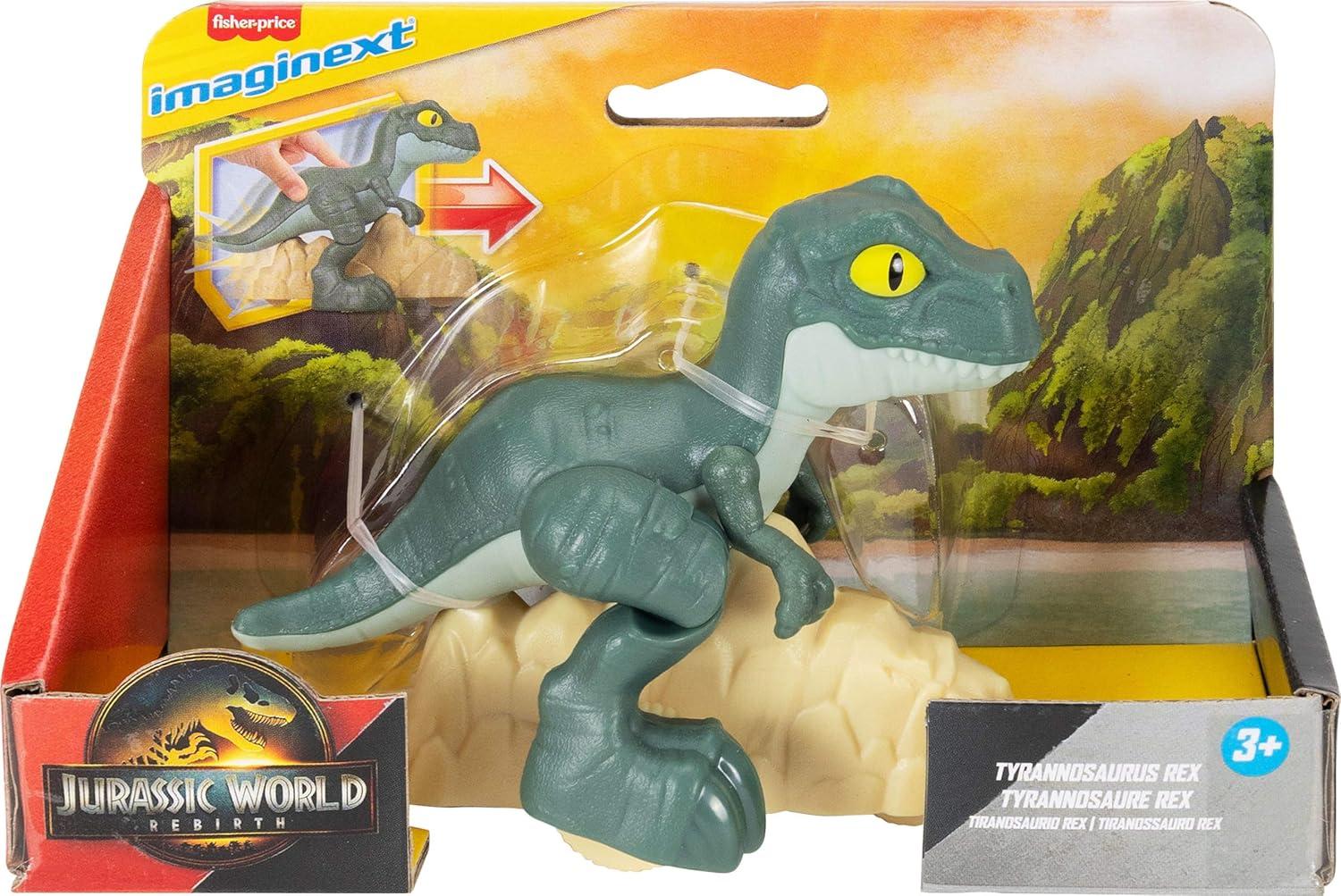imageFisherPrice Imaginext Jurassic World Dinosaur Tyrannosaurus Rex PushToy with Rolling Wheels ampamp Wiggling Motion 55inch Tall T rex