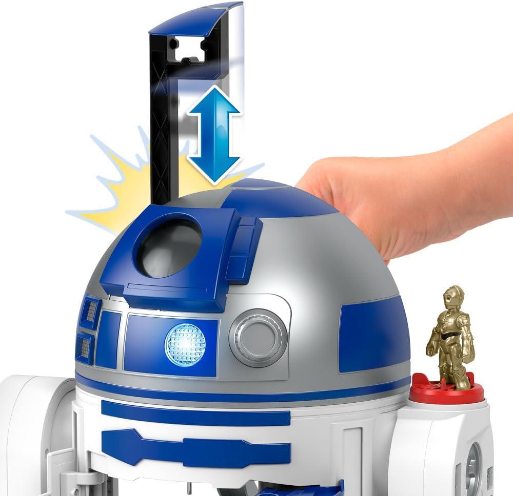 imageFisherPrice Imaginext Star Wars Toy R2D2 175 in Tall with Lights Sounds ampamp C3P0 Metal Character Key for Kids Ages 3 Years