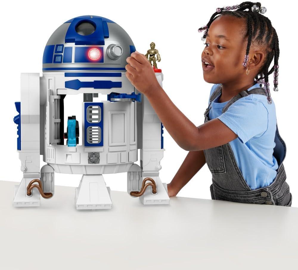 imageFisherPrice Imaginext Star Wars Toy R2D2 175 in Tall with Lights Sounds ampamp C3P0 Metal Character Key for Kids Ages 3 Years
