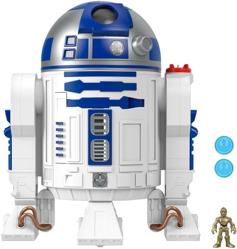 imageFisherPrice Imaginext Star Wars Toy R2D2 175 in Tall with Lights Sounds ampamp C3P0 Metal Character Key for Kids Ages 3 Years