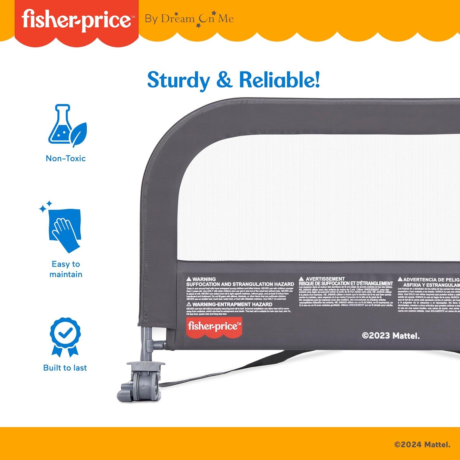 imageFisherPrice Little Naps Bed Rail for Toddlers in Grey Suitable for All Types of Beds No Tool Assembly for Toddler Bed RailGrey