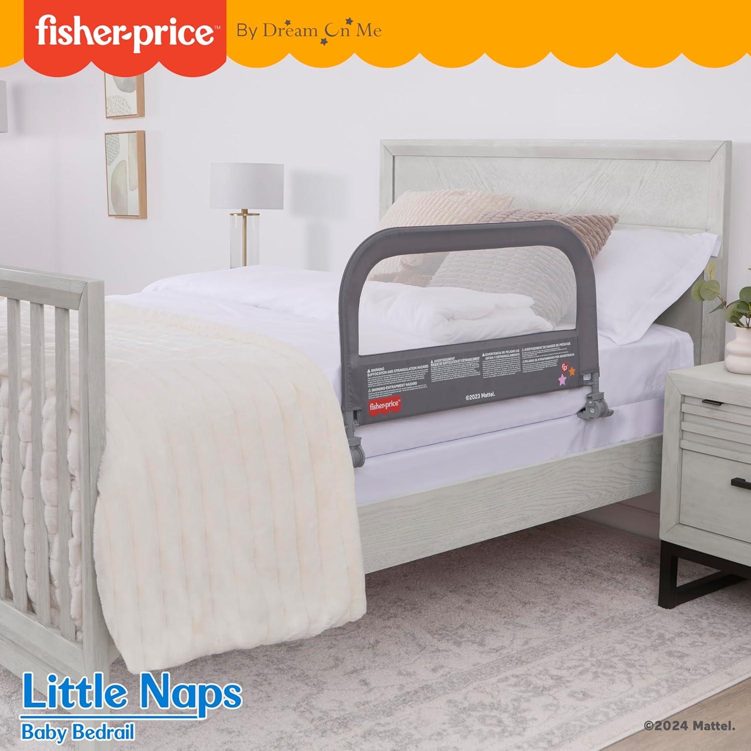 imageFisherPrice Little Naps Bed Rail for Toddlers in Grey Suitable for All Types of Beds No Tool Assembly for Toddler Bed RailGrey