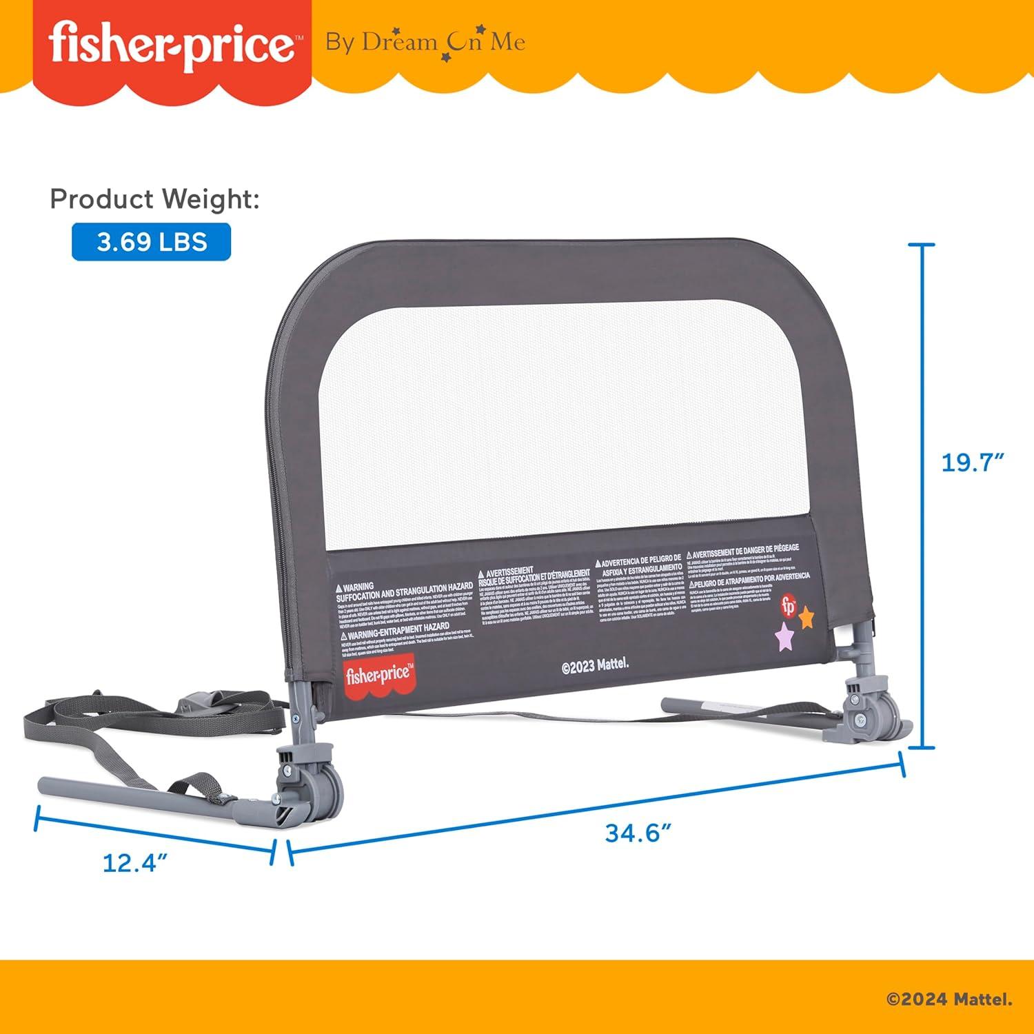 imageFisherPrice Little Naps Bed Rail for Toddlers in Grey Suitable for All Types of Beds No Tool Assembly for Toddler Bed RailGrey