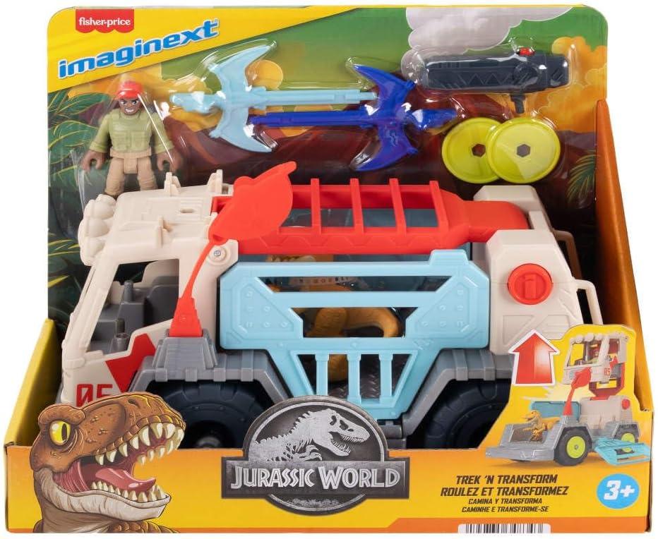 imageFisherPrice Mattel Imaginext Jurassic World Trek N Transform Toy Vehicle Play Set with Dinosaur 3inch Action Figure ampamp Projectile Launcher with Projectiles