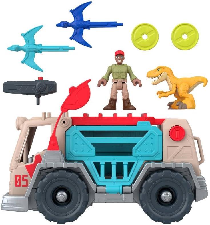 imageFisherPrice Mattel Imaginext Jurassic World Trek N Transform Toy Vehicle Play Set with Dinosaur 3inch Action Figure ampamp Projectile Launcher with Projectiles