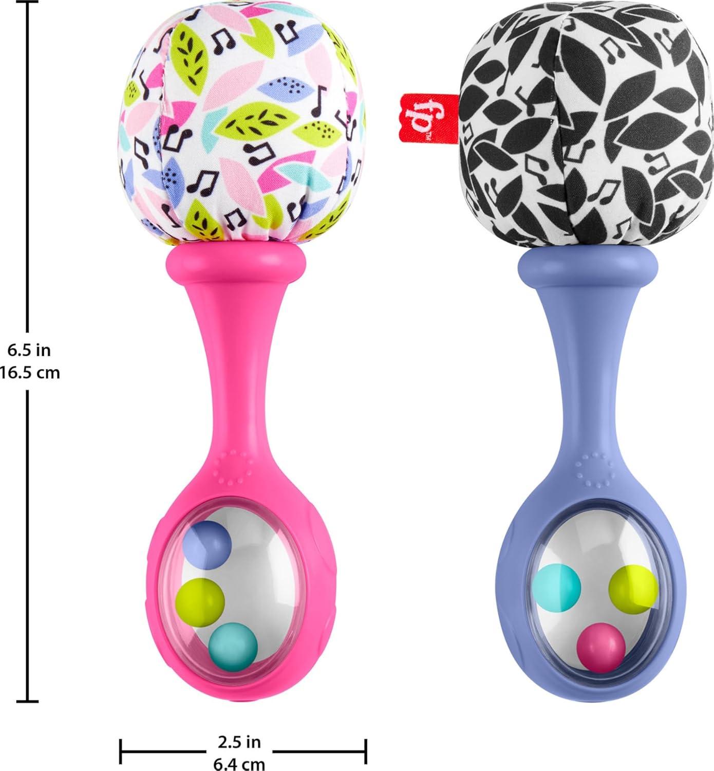 imageFisherPrice Newborn Toys Rattle n Rock Maracas 2 Soft Musical Instruments for Developmental Play Babies Ages 3 Months Pink ampamp Purple